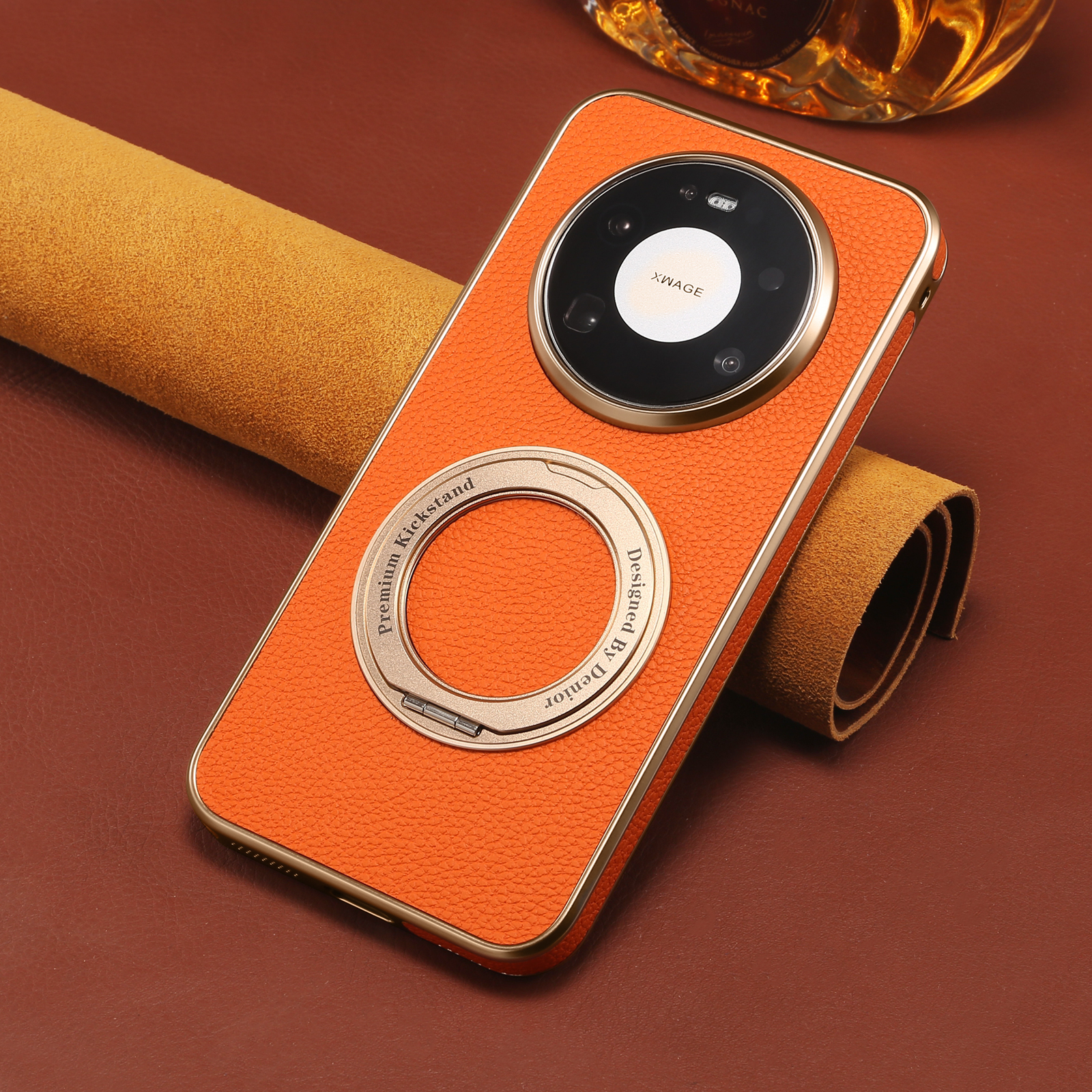 Phone Kickstand Ring - Denior Litchi Grain Phone Case Suitable