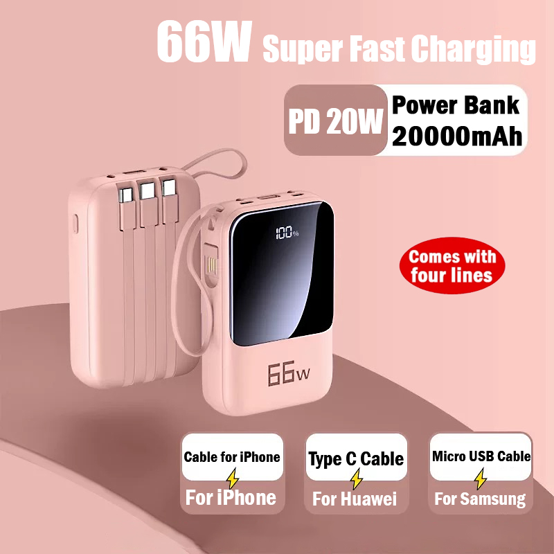 Portable Charger 20000Mah - New 20000mAh Mini Power Bank 66W