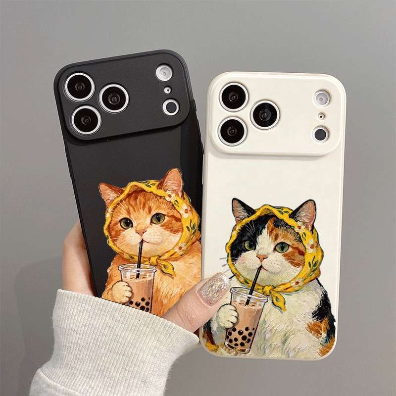 Phone Accessories To Sell - Funny Cartoon Animal Cat Couple Printed