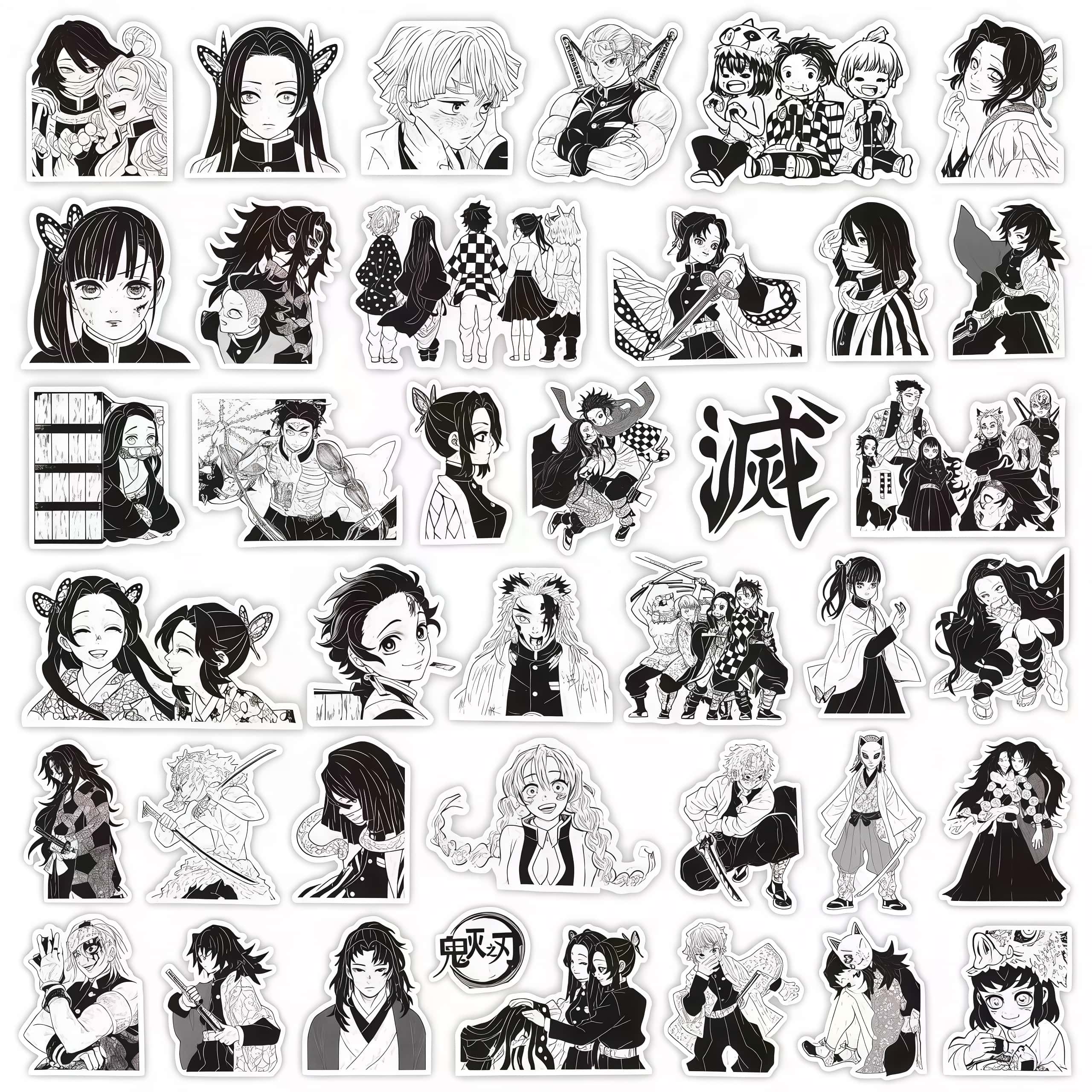 70Pcs Demon Slayer Black & Whi – обзор и цена Phone Accessories Demon Slayer