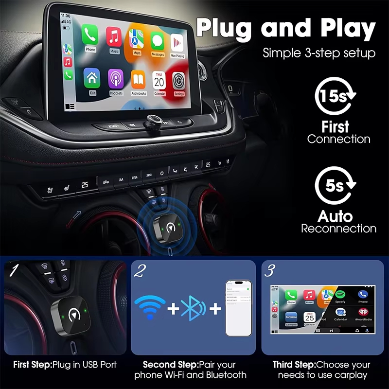 2-in-1 Wireless CarPlay Adapte – обзор и цена Quality Phone Accessories